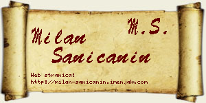 Milan Saničanin vizit kartica